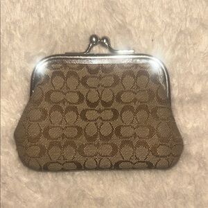 Coach Signature Canvas Kiss-Lock Coin Pouch
